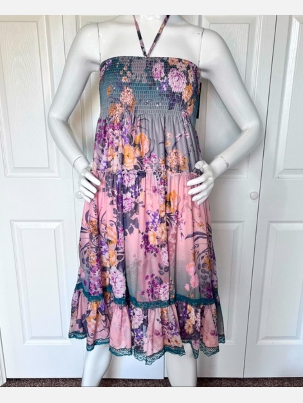 Smocked Mid Length Dress